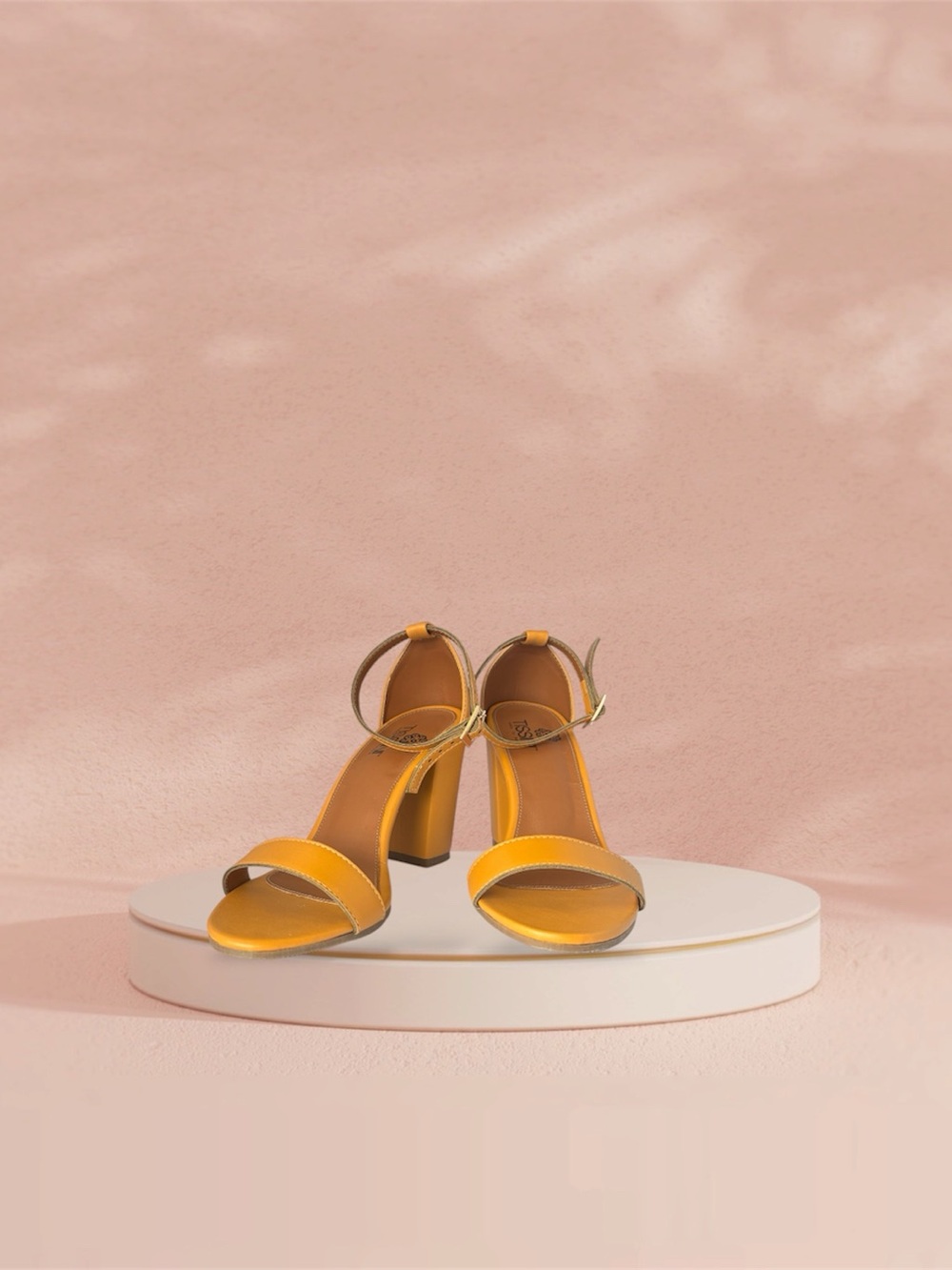 Women’s Yellow Block Heel Ankle-Strap Sandals